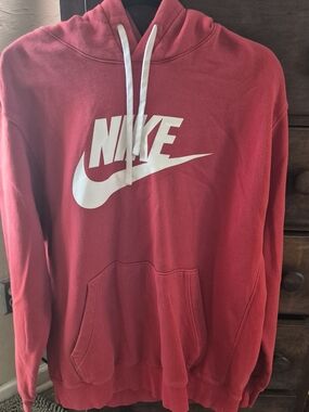 Nike Red Hoodie with White Swoosh Logo